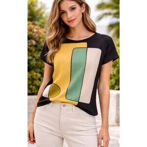 Trucco Geometric Print Blouse Top Womens M NWT Colorblock